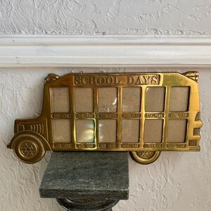 Vintage Brass School Bus Picture Frame, School Days, School Picture Holder